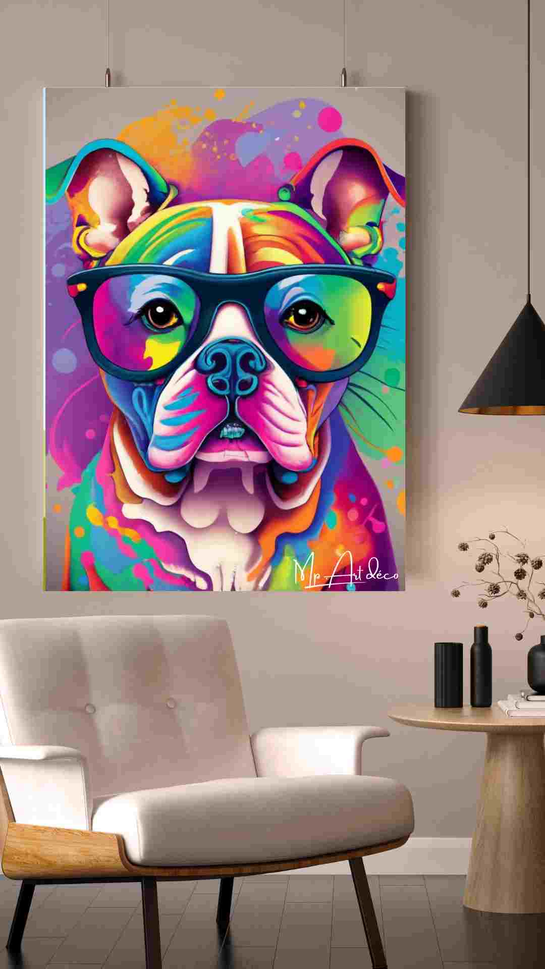 Tableau Bouledogue Psychédélique