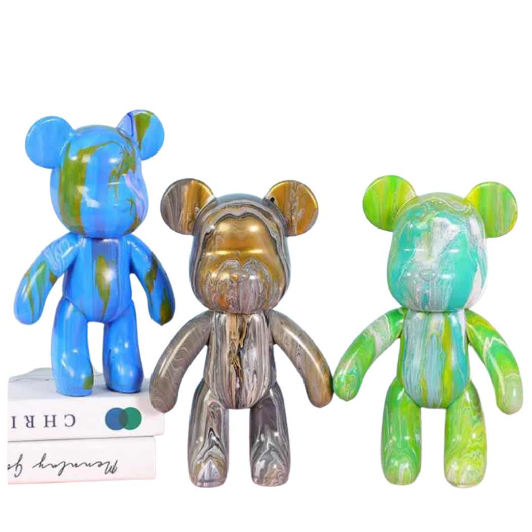 Statue Déco Ourson Personnalisé – 18 cm – Peinture Pouring