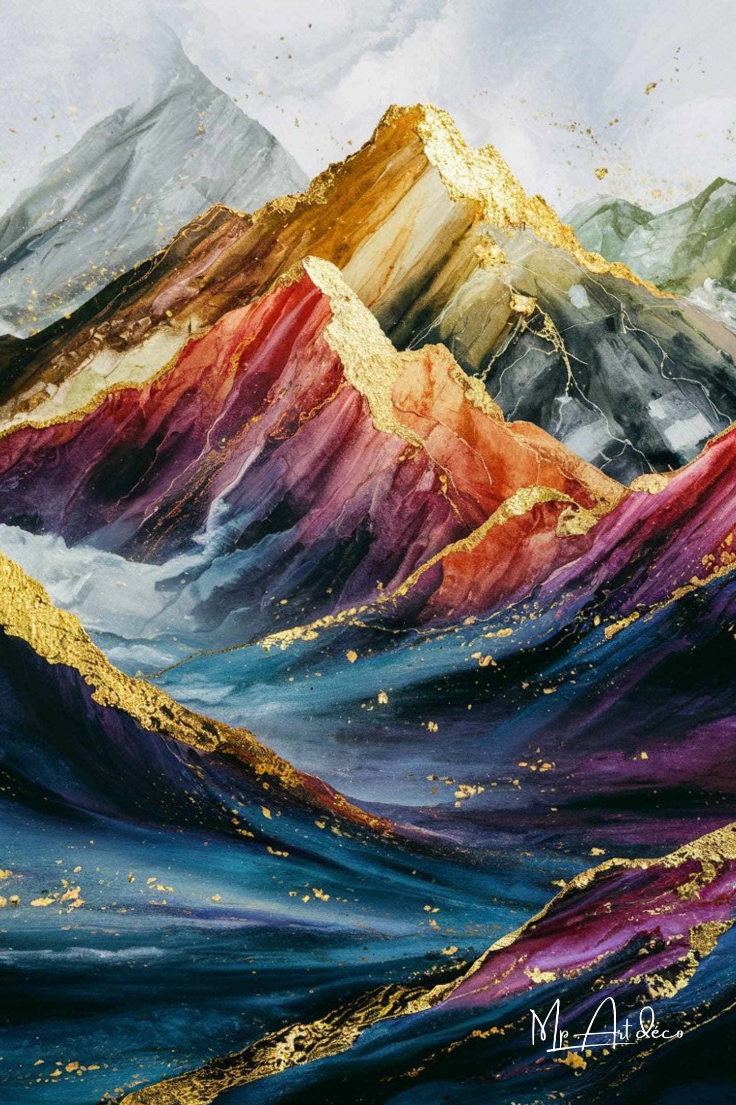 Tableau montagnes dorées
