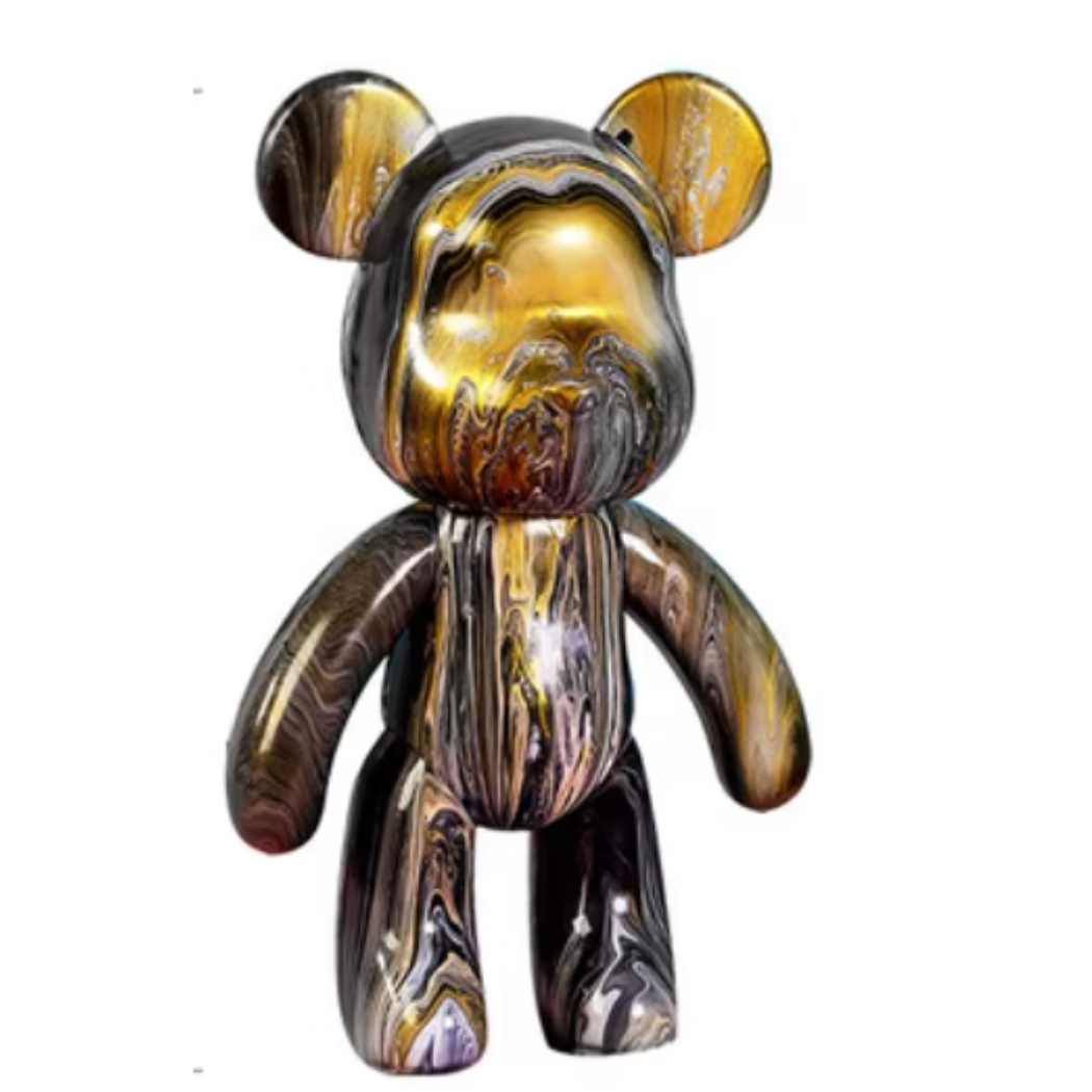 Statue Déco Ourson Personnalisé – 33 cm – Peinture Pouring