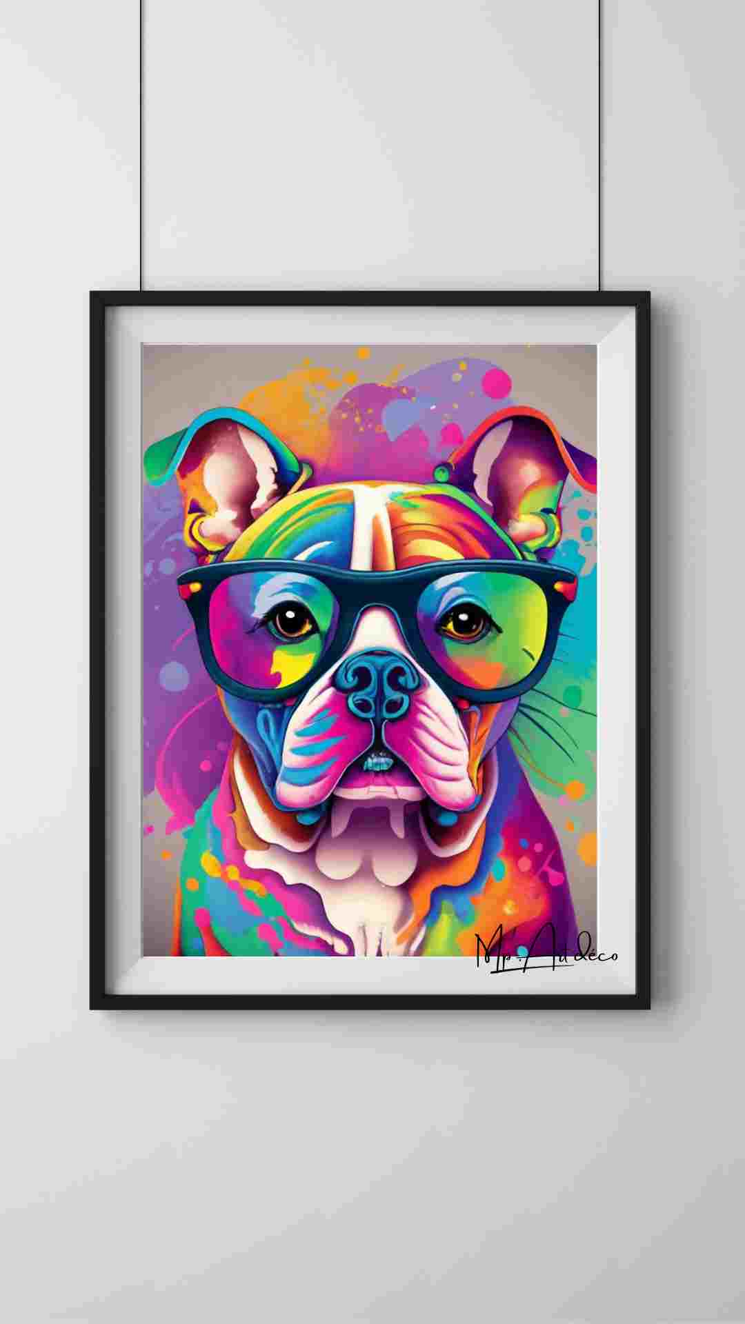 Tableau Bouledogue Psychédélique
