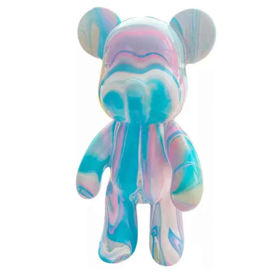 Statue Déco Ourson Personnalisé – 33 cm – Peinture Pouring
