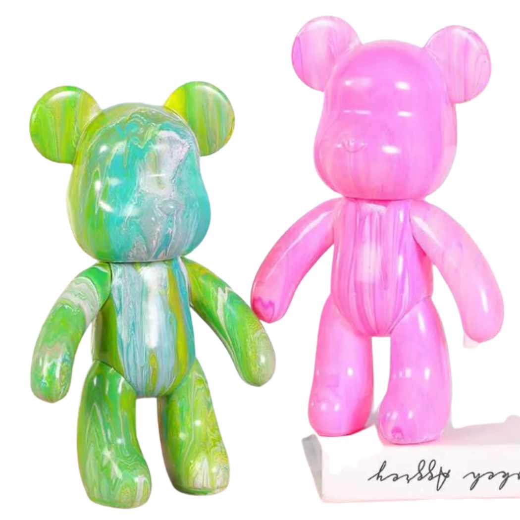 Statue Déco Ourson Personnalisé – 33 cm – Peinture Pouring