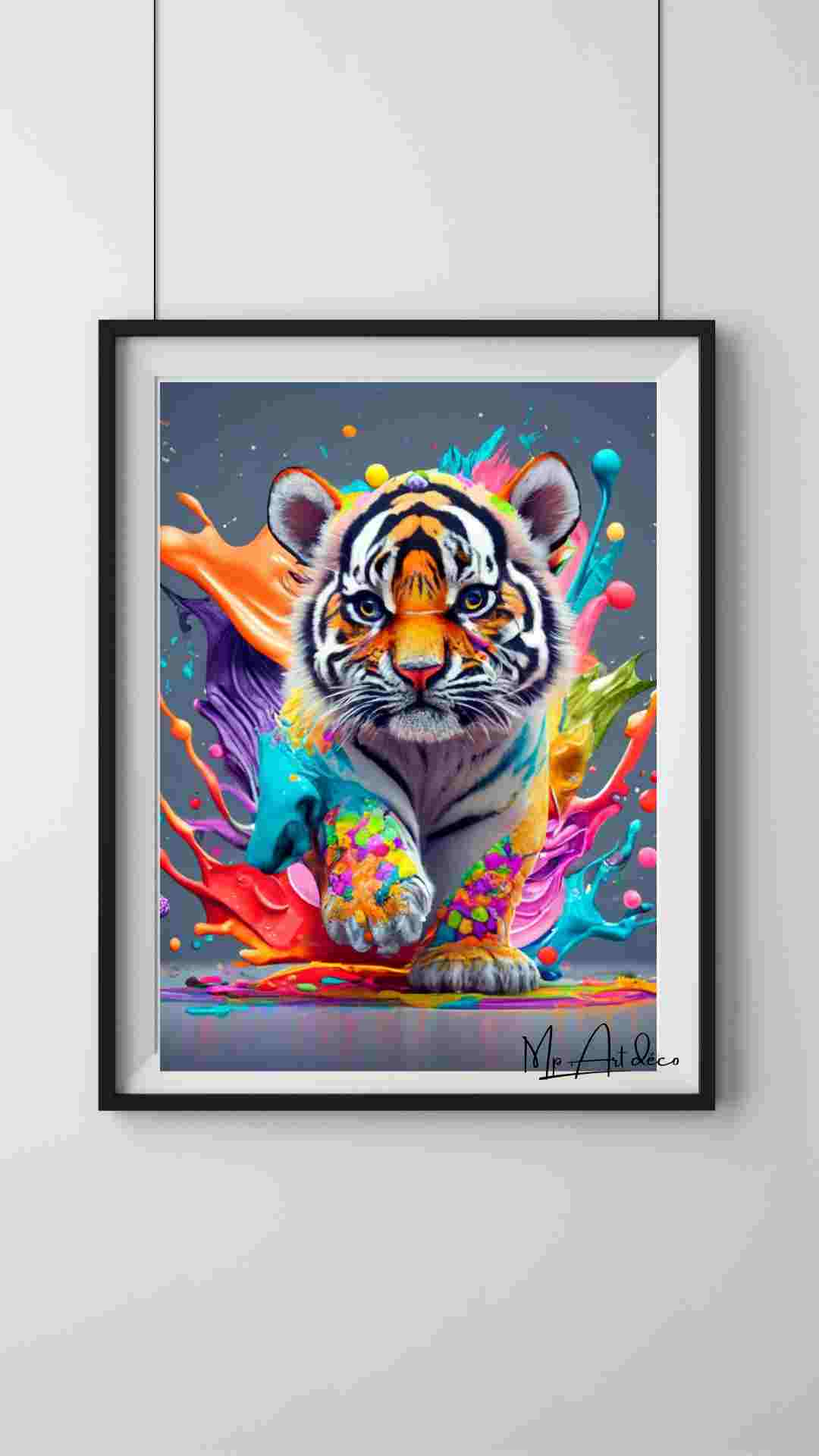 Peinture sur toile Tigre peintures vives 40x40cm