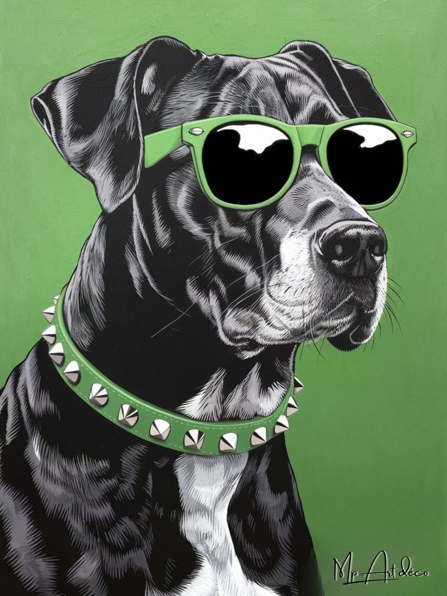 Tableau déco - Chien pop art style rock Ray-Ban