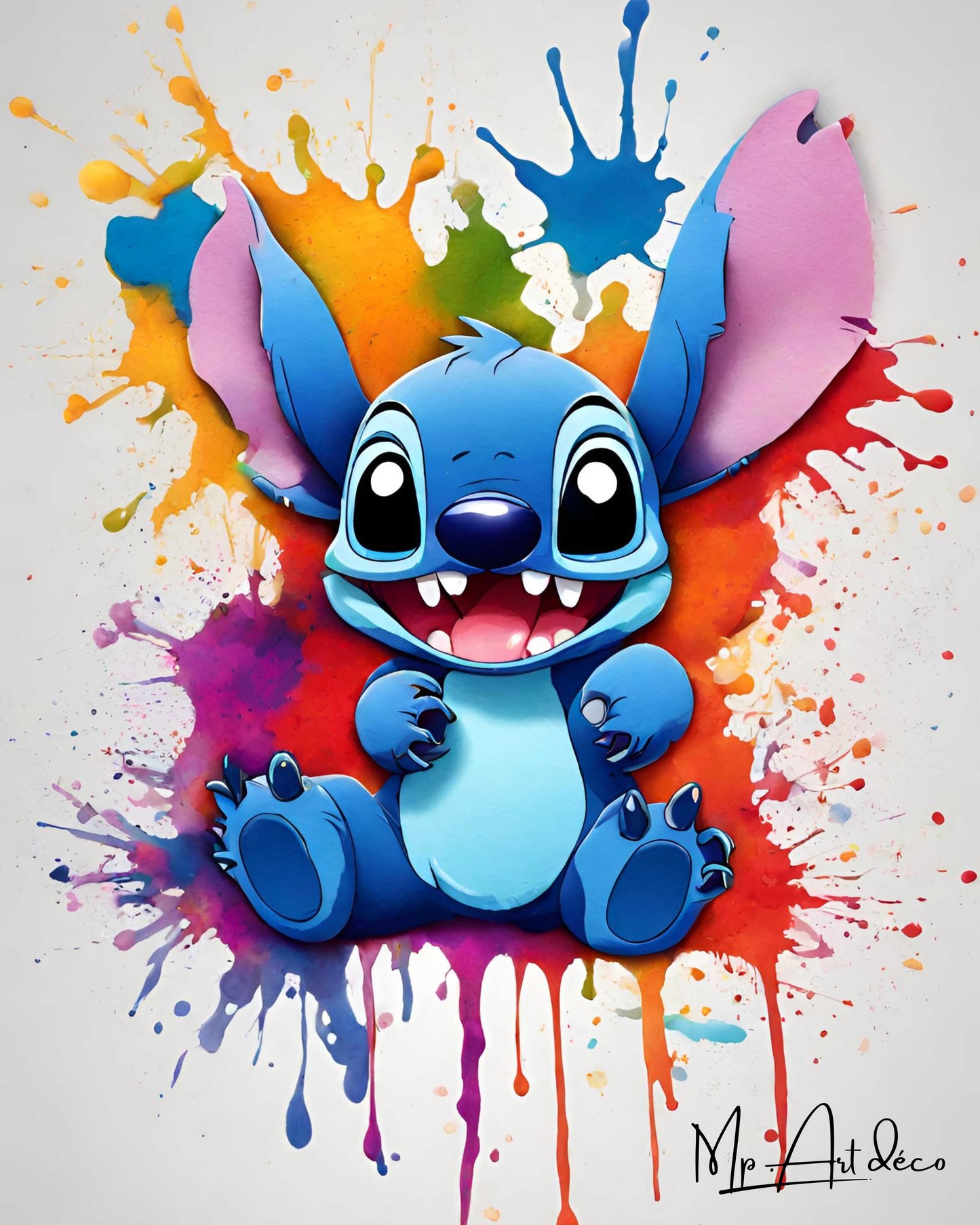 Tableau décoration Stitch splash peinture