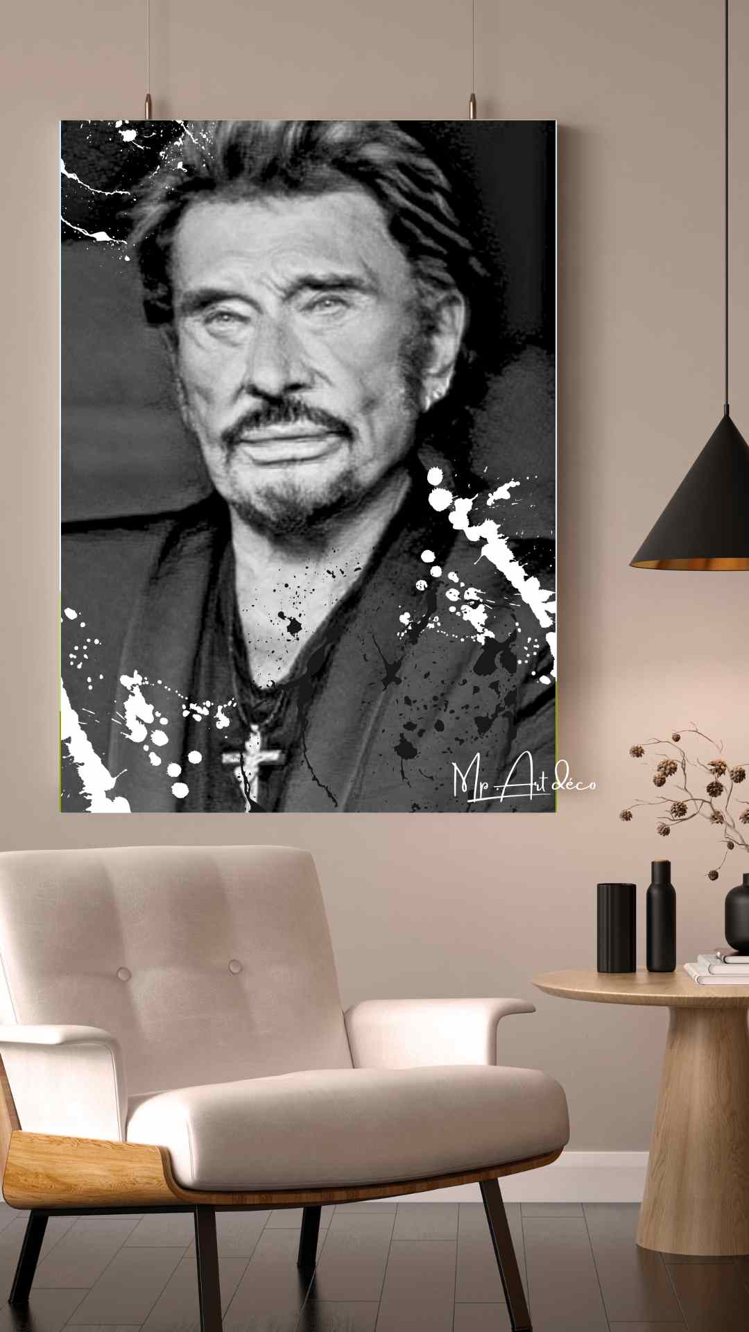 Dessin sur toile Johnny Hallyday