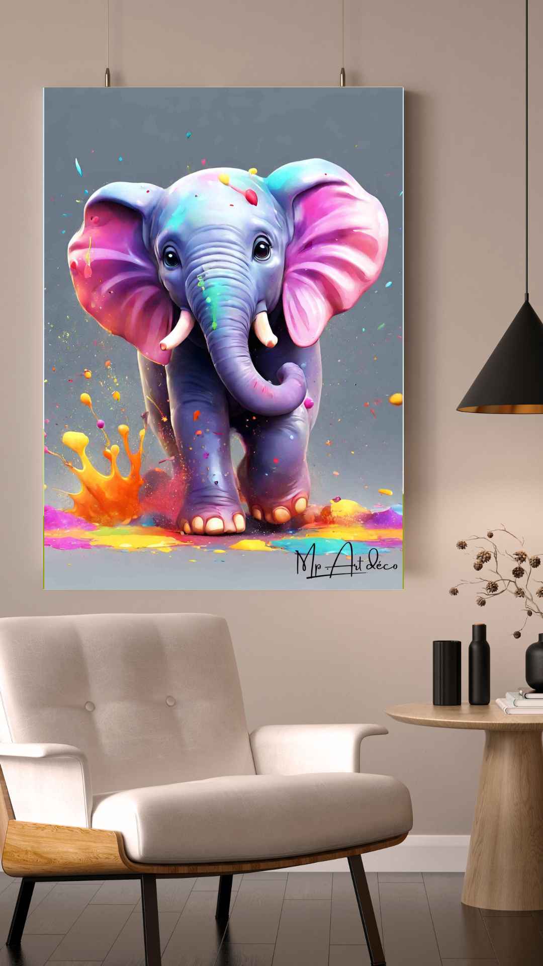 Tableau éléphant splash
