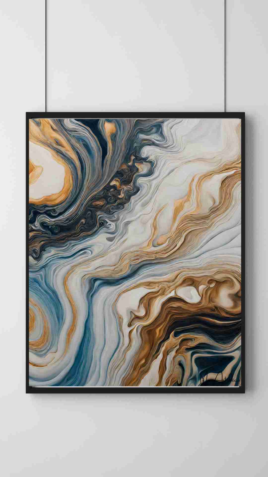 Tableau abstrait Bleu océan