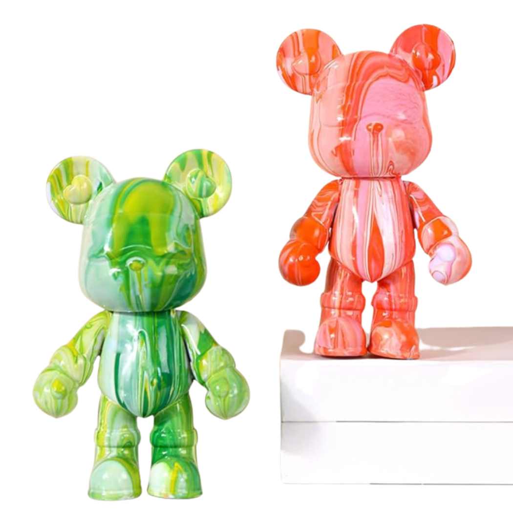 Statue Déco Ourson Personnalisé – 33 cm – Peinture Pouring
