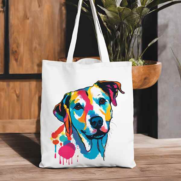 Tote-Bag Personnalisé - Chien Peinture Colorée