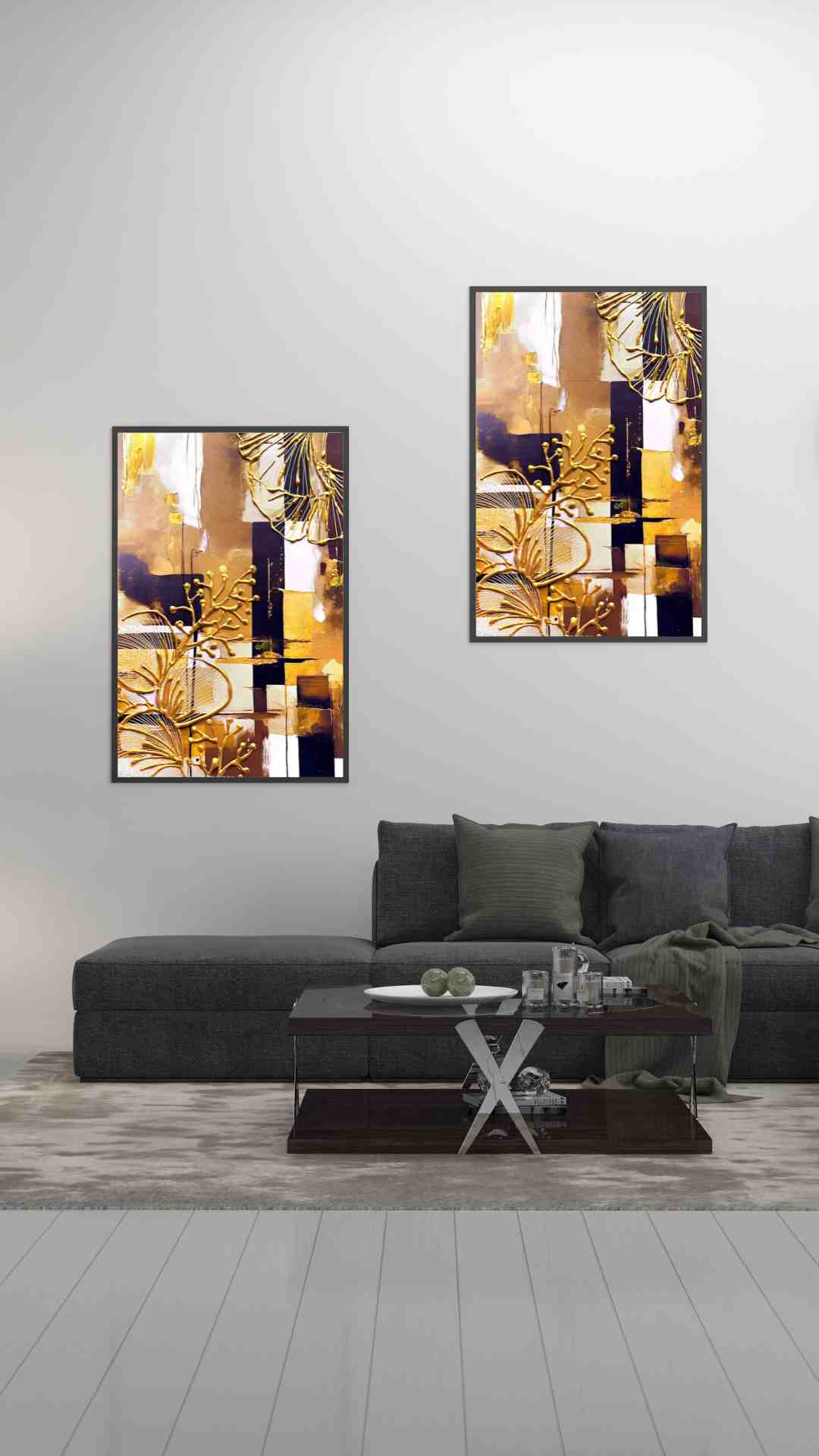 Tableau feuilles abstrait