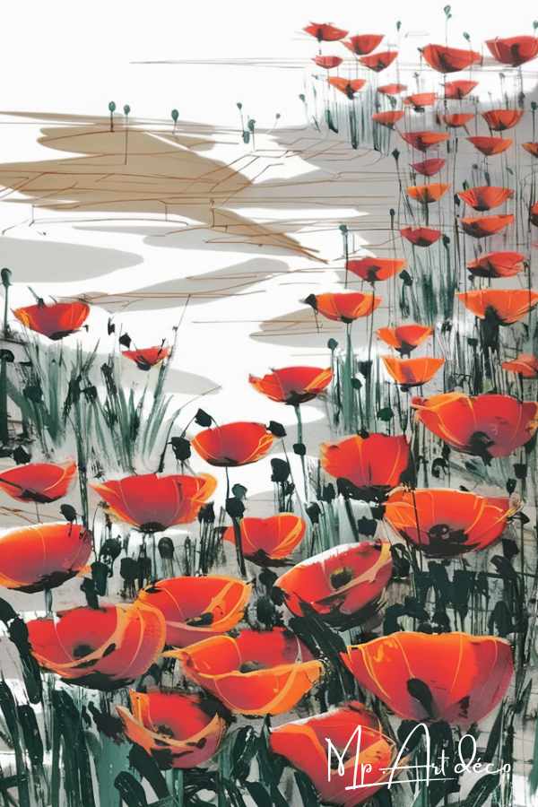 Tableau coquelicots japonais
