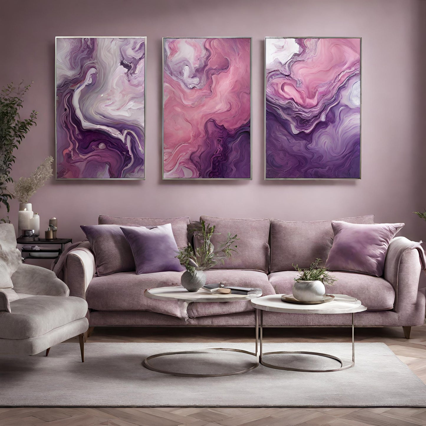 Tableau abstrait fluid Art rose