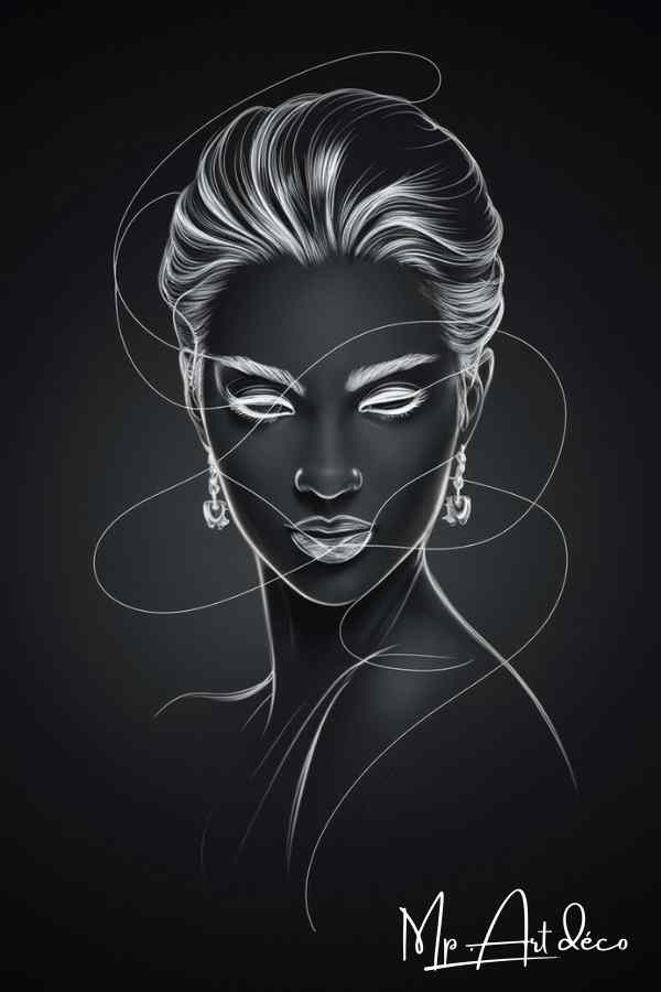 Tableau femmes abstrait lignes