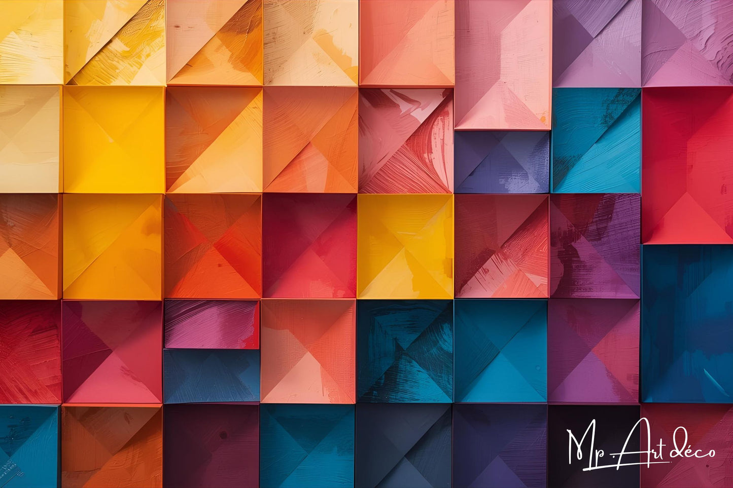 Tableau Abstrait Coloré en Relief