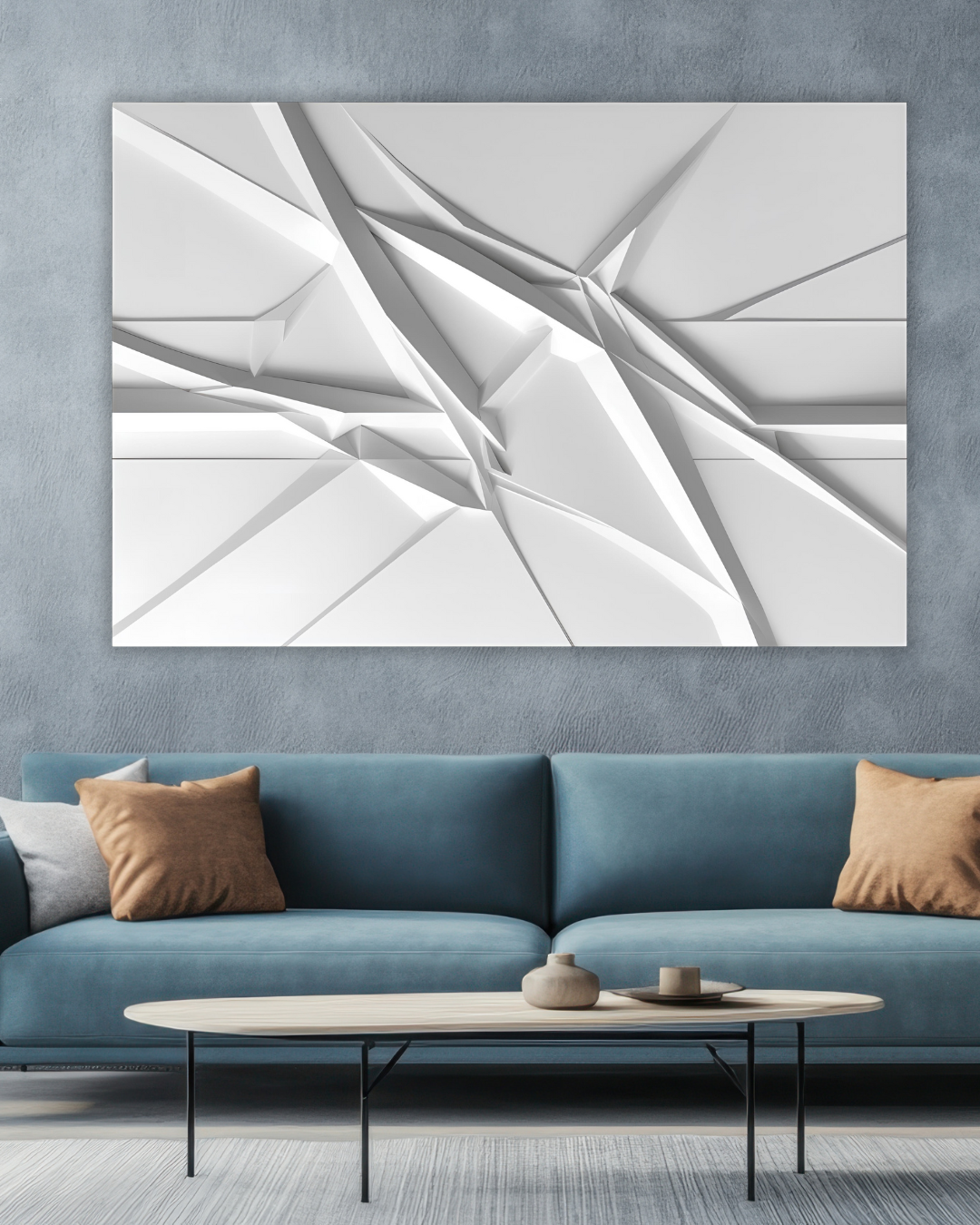 Tableau moderne blanc relief