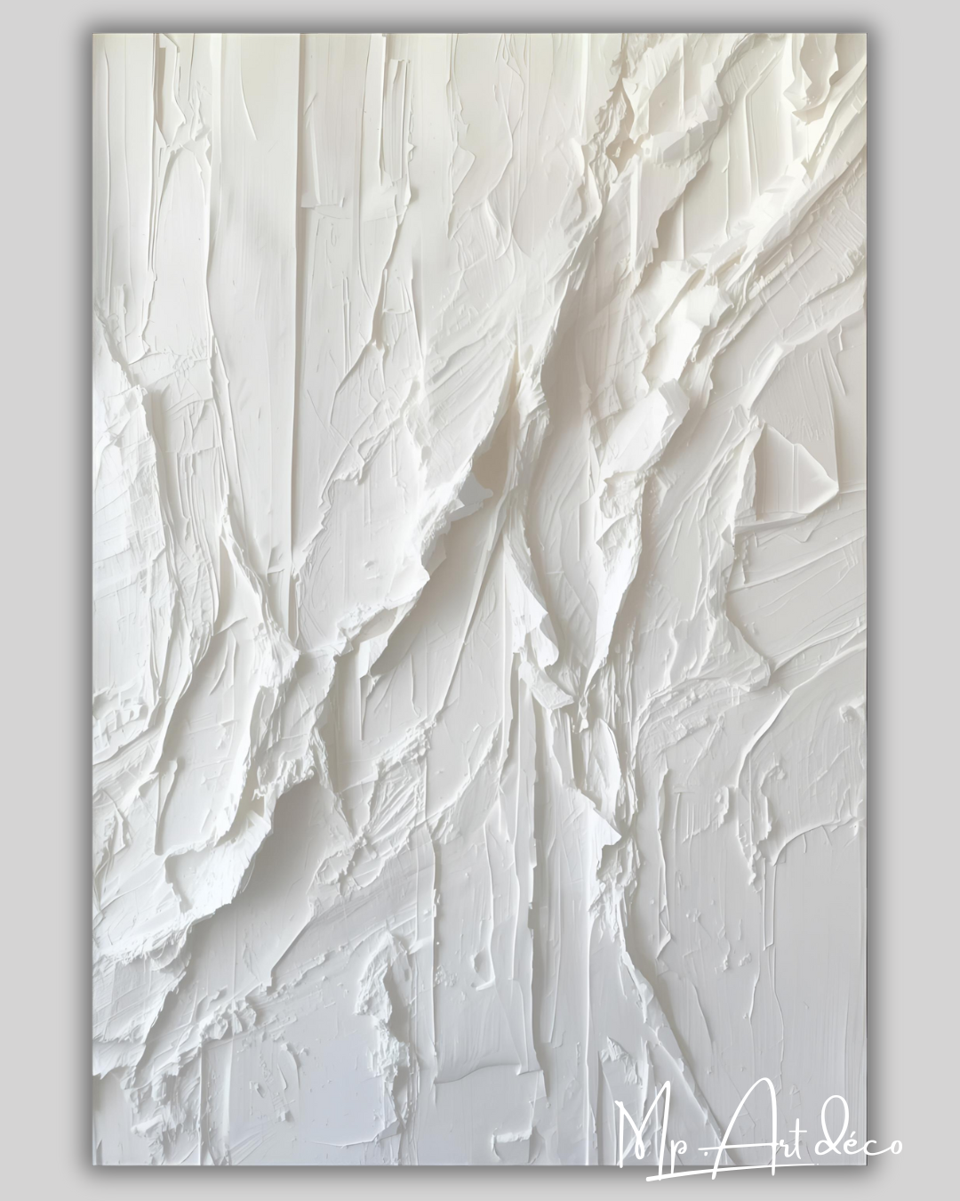 Tableau abstrait blanc relief