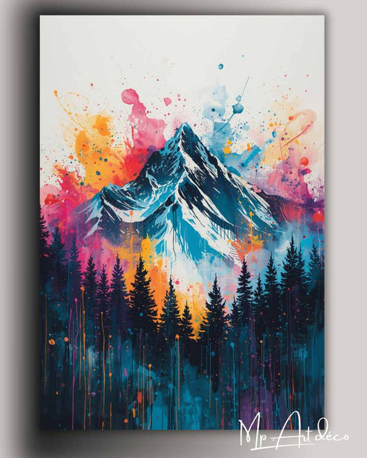 Tableau décoration montagnes colorées