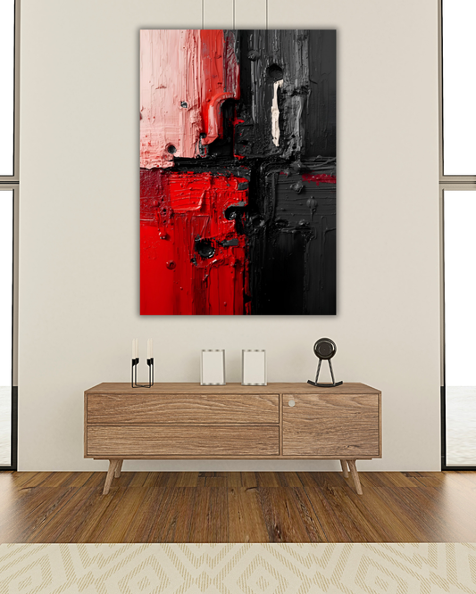 Tableau abstrait rouge et noir