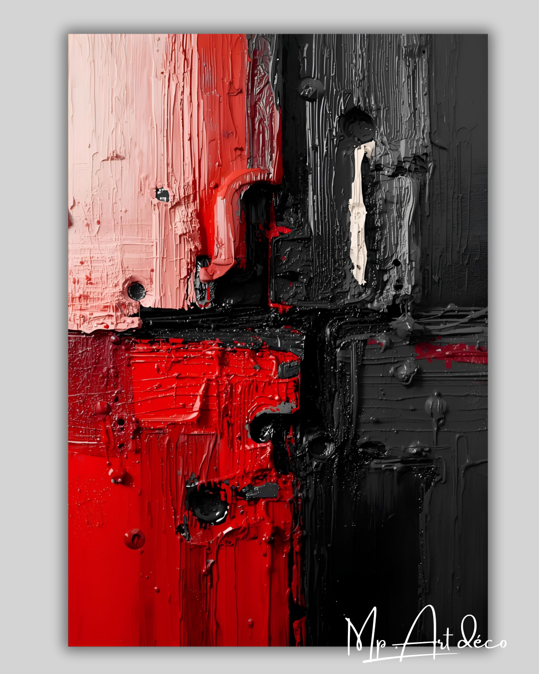 Tableau abstrait rouge et noir