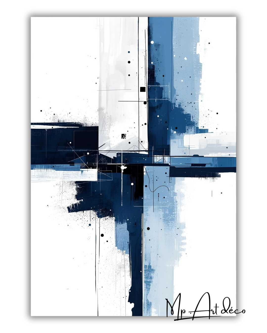 Tableau Abstrait bleu et blanc