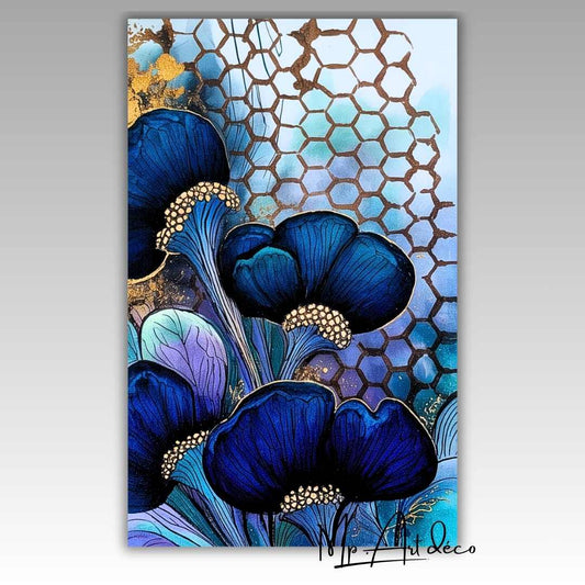 Tableau Floral Bleu Contemporain