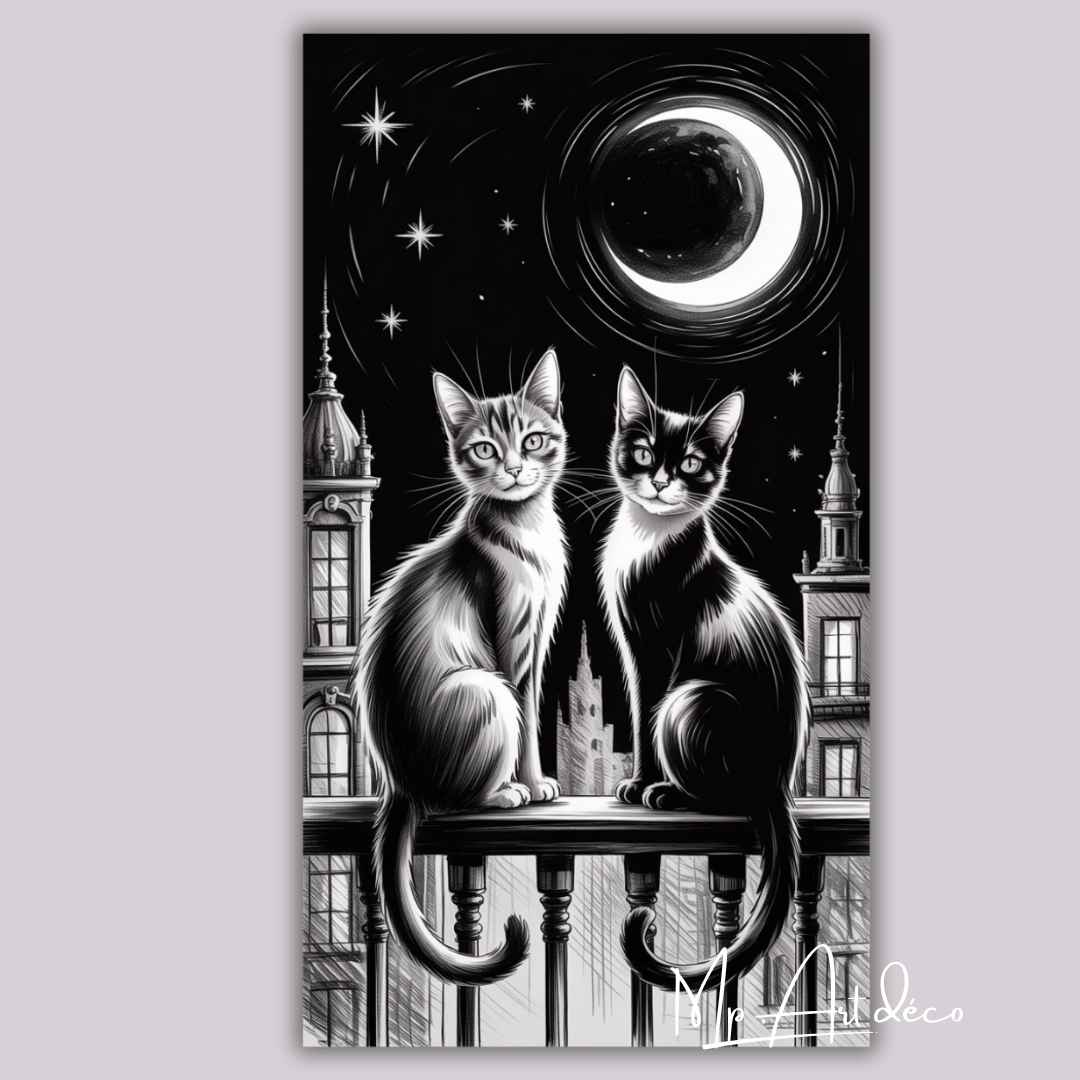 Tableau décoration les chats noirs