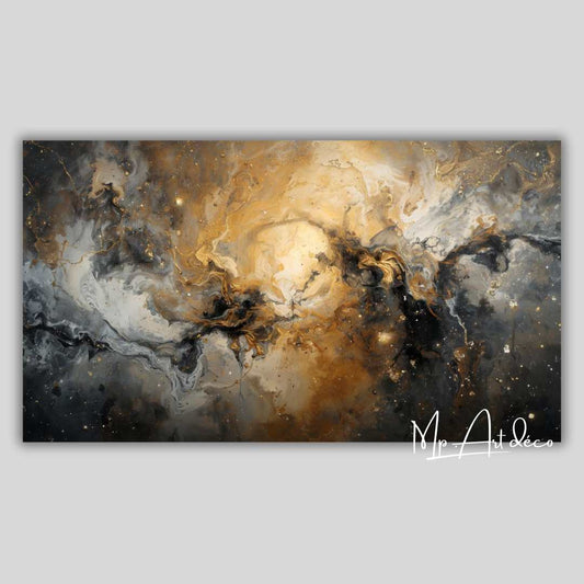 Tableau déco galaxie abstrait or argent