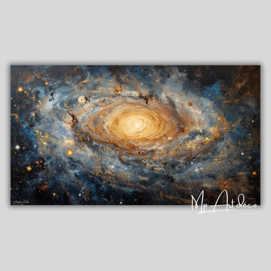 Tableau déco galaxie dorée