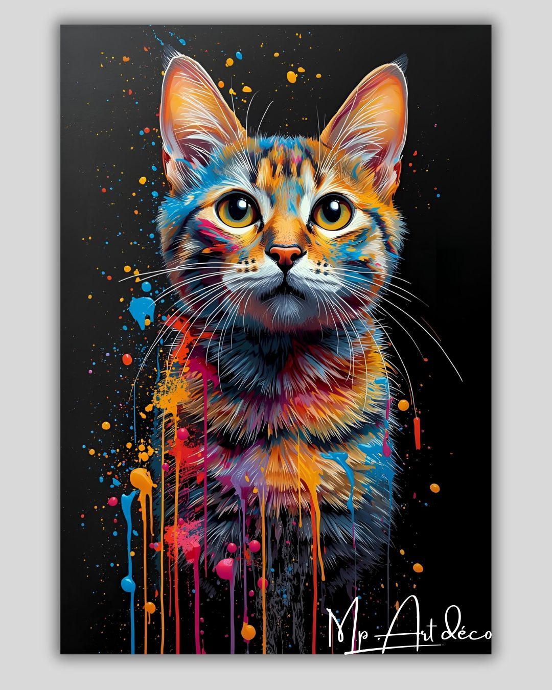 Tableau chat couleurs modernes