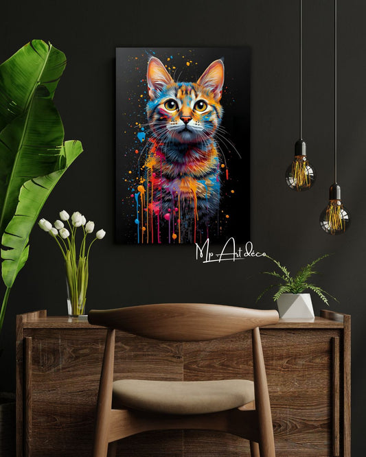 Tableau chat couleurs modernes