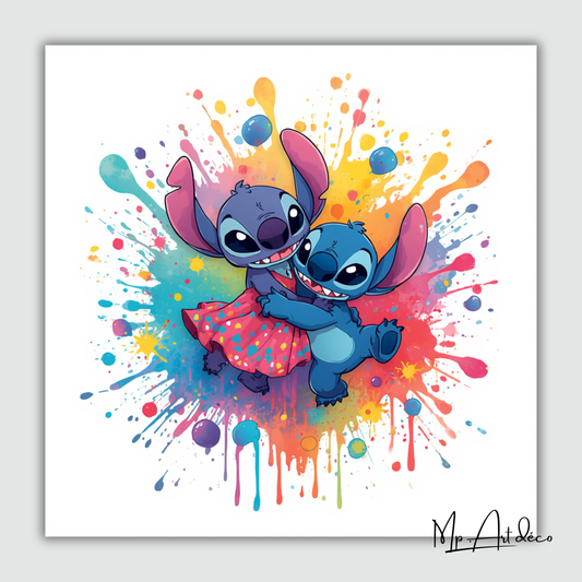 Tableau déco Stitch Angel pop splash couleurs