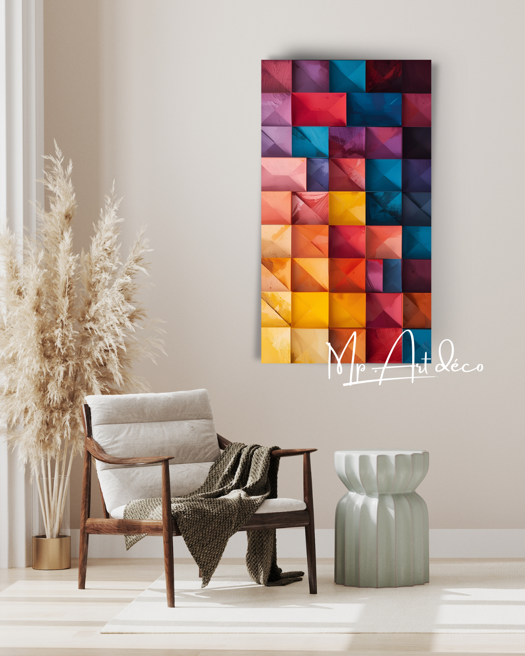 Tableau Abstrait Coloré en Relief