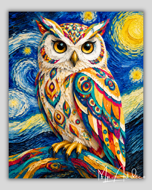 Tableau déco Hibou Céleste